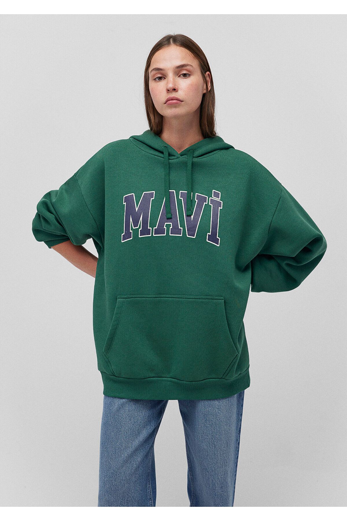 Mavi Logo Baskılı KapüşonluYeşil Sweatshirt 1...