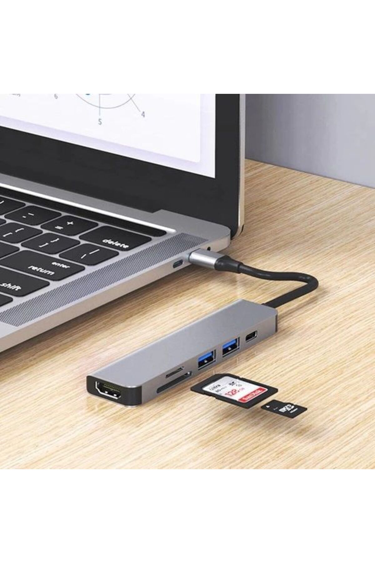 Hc13c 6'lı Usbtype-c Dockıng Statıon (GİRİŞ:TİP-C=>ÇIKIŞ:2*USB3.0 HDMI SD MİC.SD TİP-C)