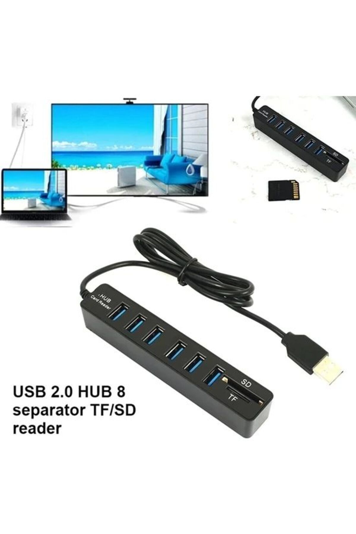 A4691 6'lı Usb Hub Kart Okuyucu (GİRİŞ:USB TİP-C => ÇIKIŞ:6XUSB3.0 SD MİCROSD)