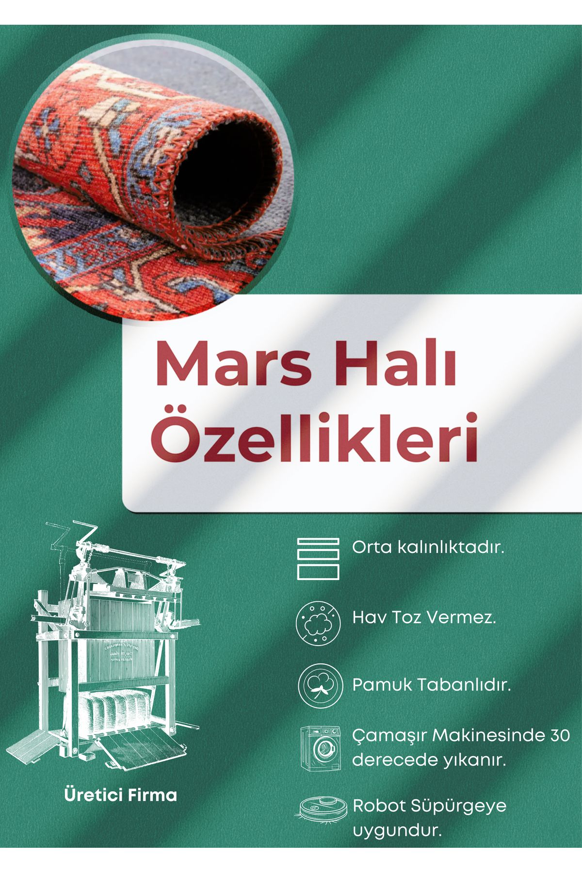 Mars 38 Klasik Bordo Vintage Stil Salon Halısı