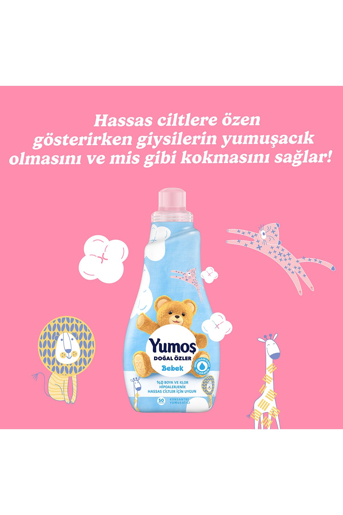 Doğal Özler Konsantre Çamaşır Yumuşatıcısı Bebek 1200 ml 50 Yıkama 4 Adet