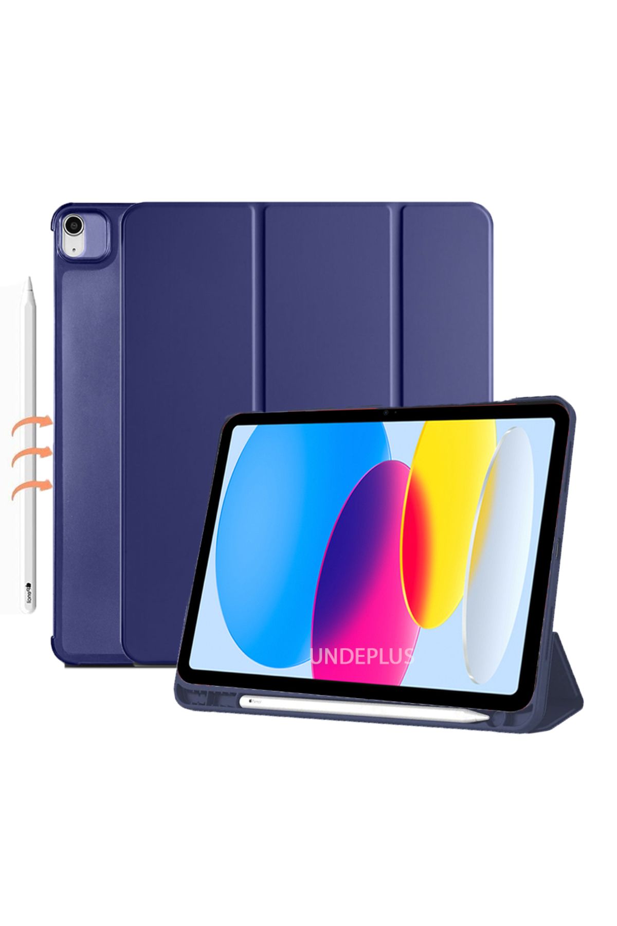 Apple iPad 10. Nesil 10.9inç Kılıf Flip Cover Kalem Bölmeli PC Case (Air DEĞİL) A2696 A2757 A2777