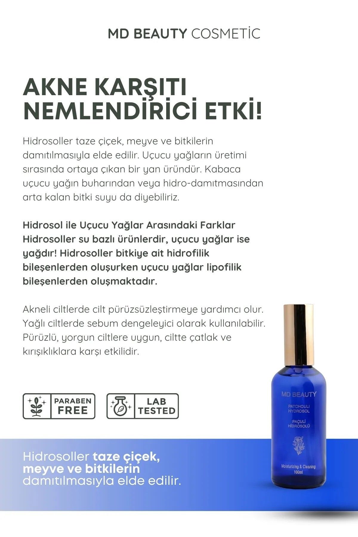 MD Beauty Paçuli Hidrosolü & Nemlendirici Krem Seti