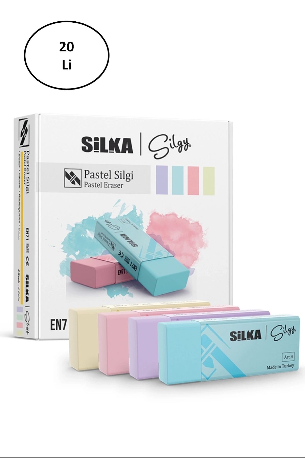 Silka Pastel Silgi 4 Renk20li