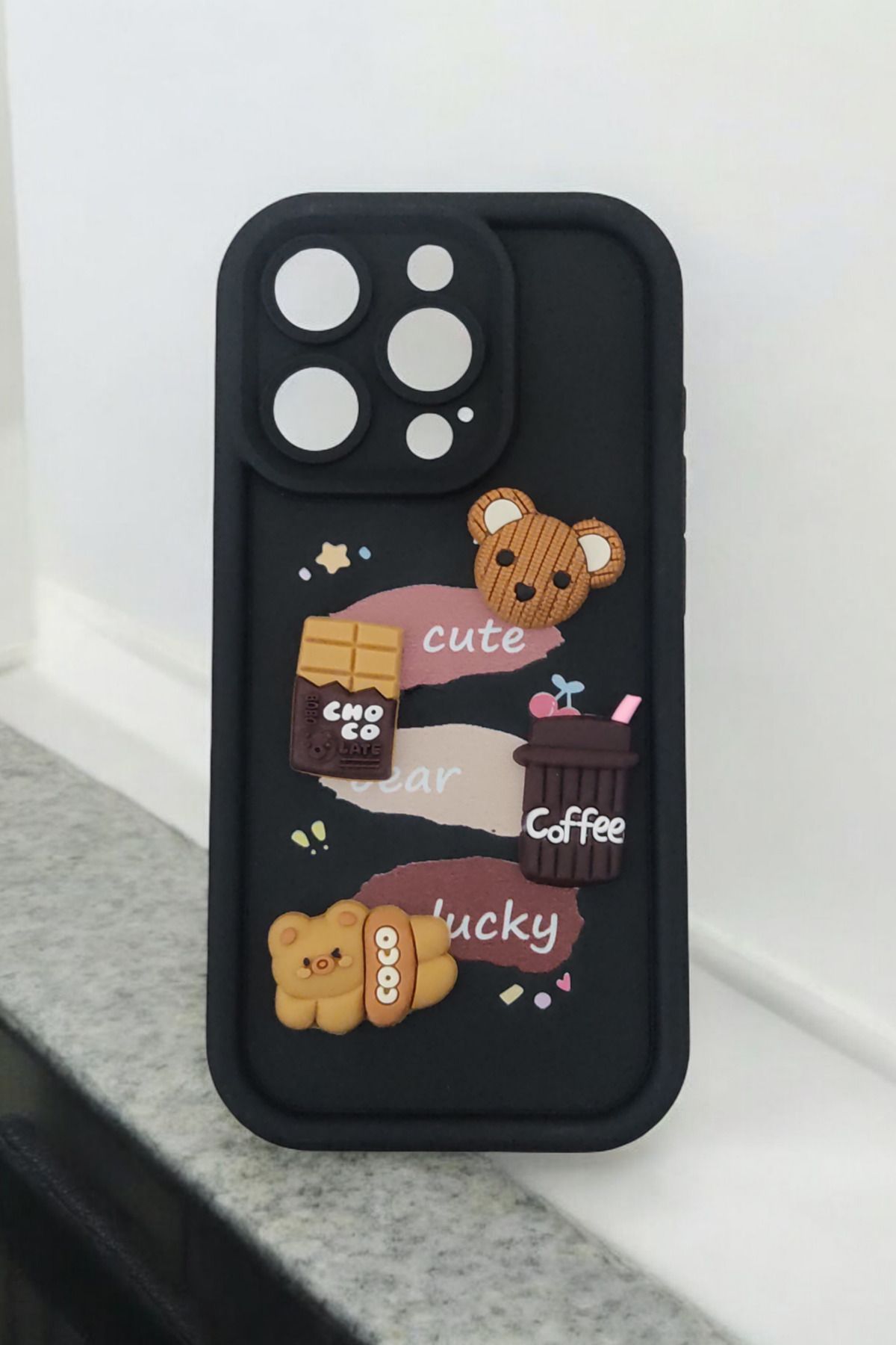 WINNERAIN Iphone 15 ProFigürlü Siyah (Cute)Te...