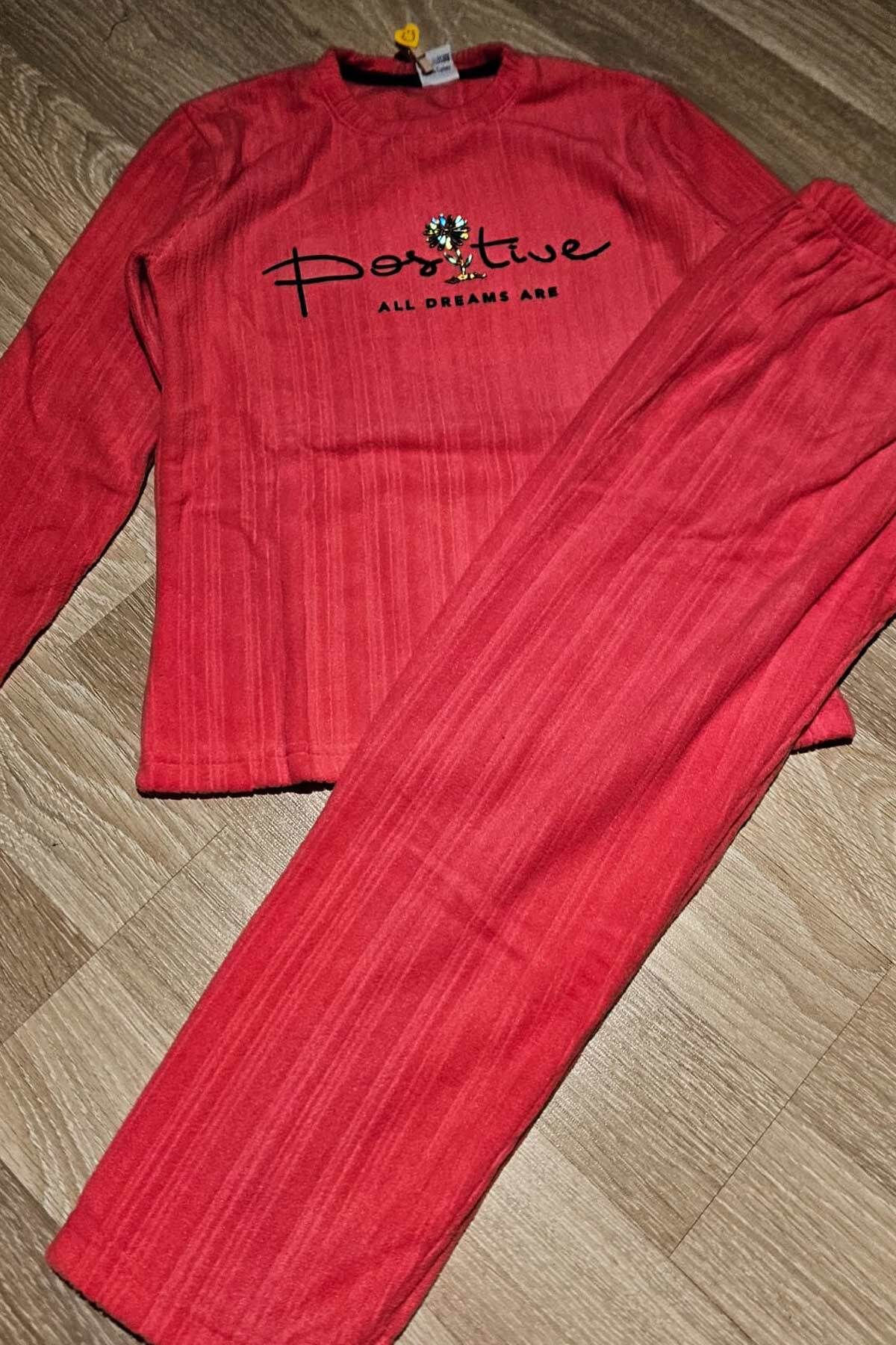 Peki Kışlık Kız Genç Fitilli Polar Papatya Pijama Takımı 16202