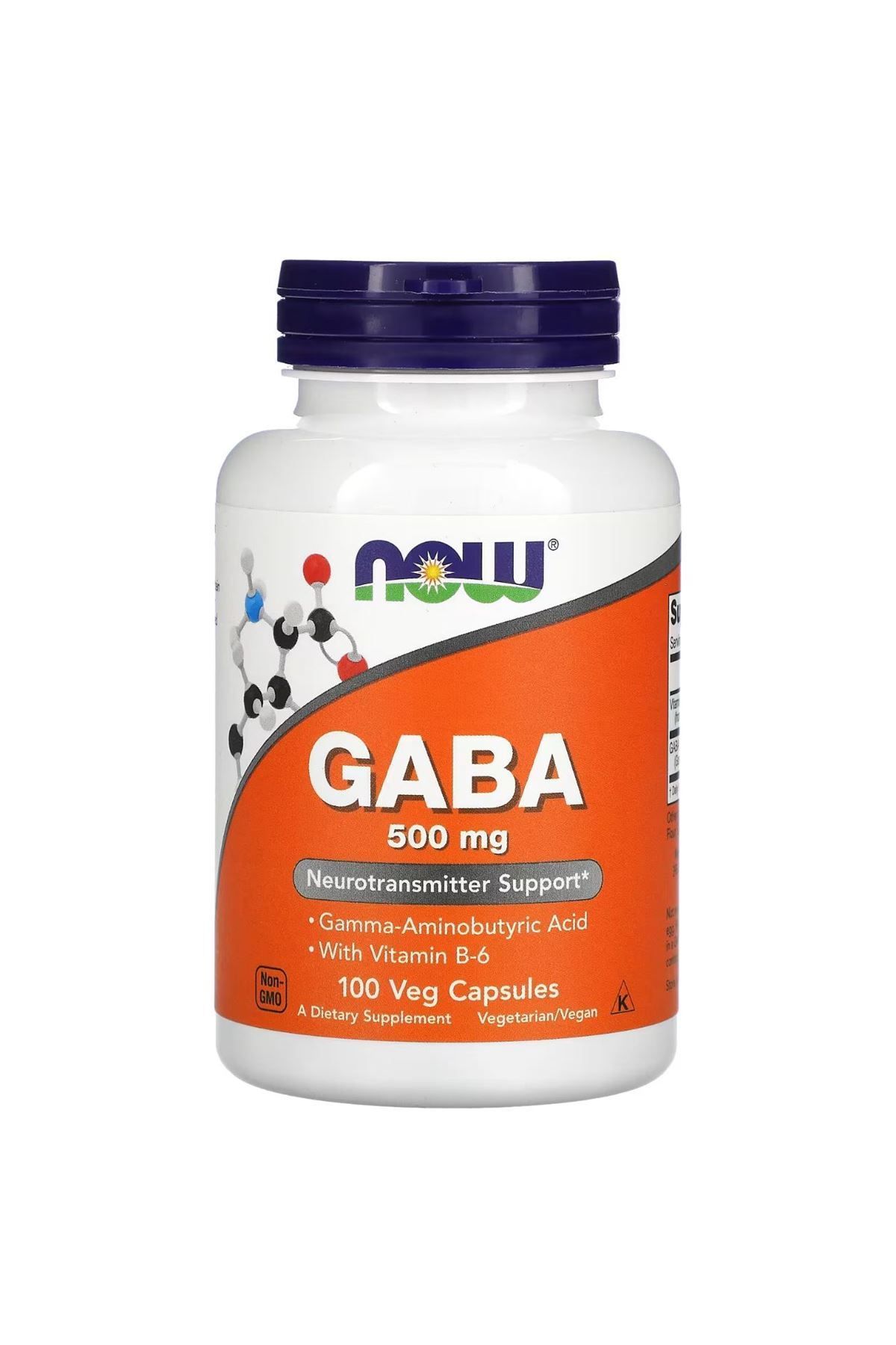 Now Foods Gaba With VitaminB-6 500 Mg 100 Veg...