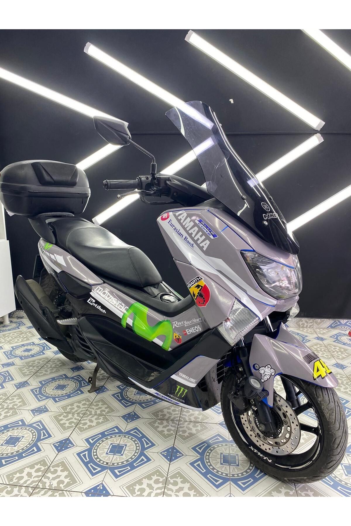 Yamaha NMAX Gri Movistar Parçalı Motosiklet Scooter Kaplama Etiket Modeli