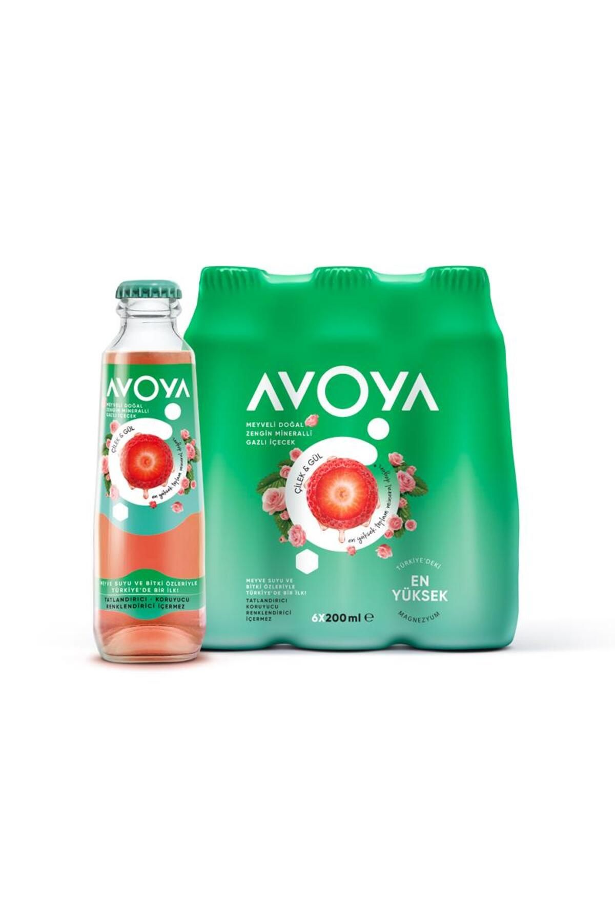 AVOYA 6'LI ÇİLEK&GÜL MADENSUYU 200 ML