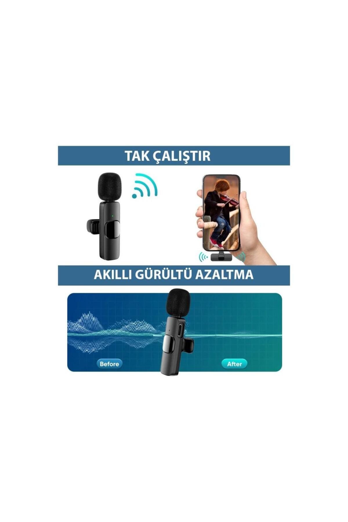 K9l2/iphone Telefon Için 2'li Yakamikrofon Kablosuz (giriş:lightning Alıcı=>çıkış:2*mikrofon