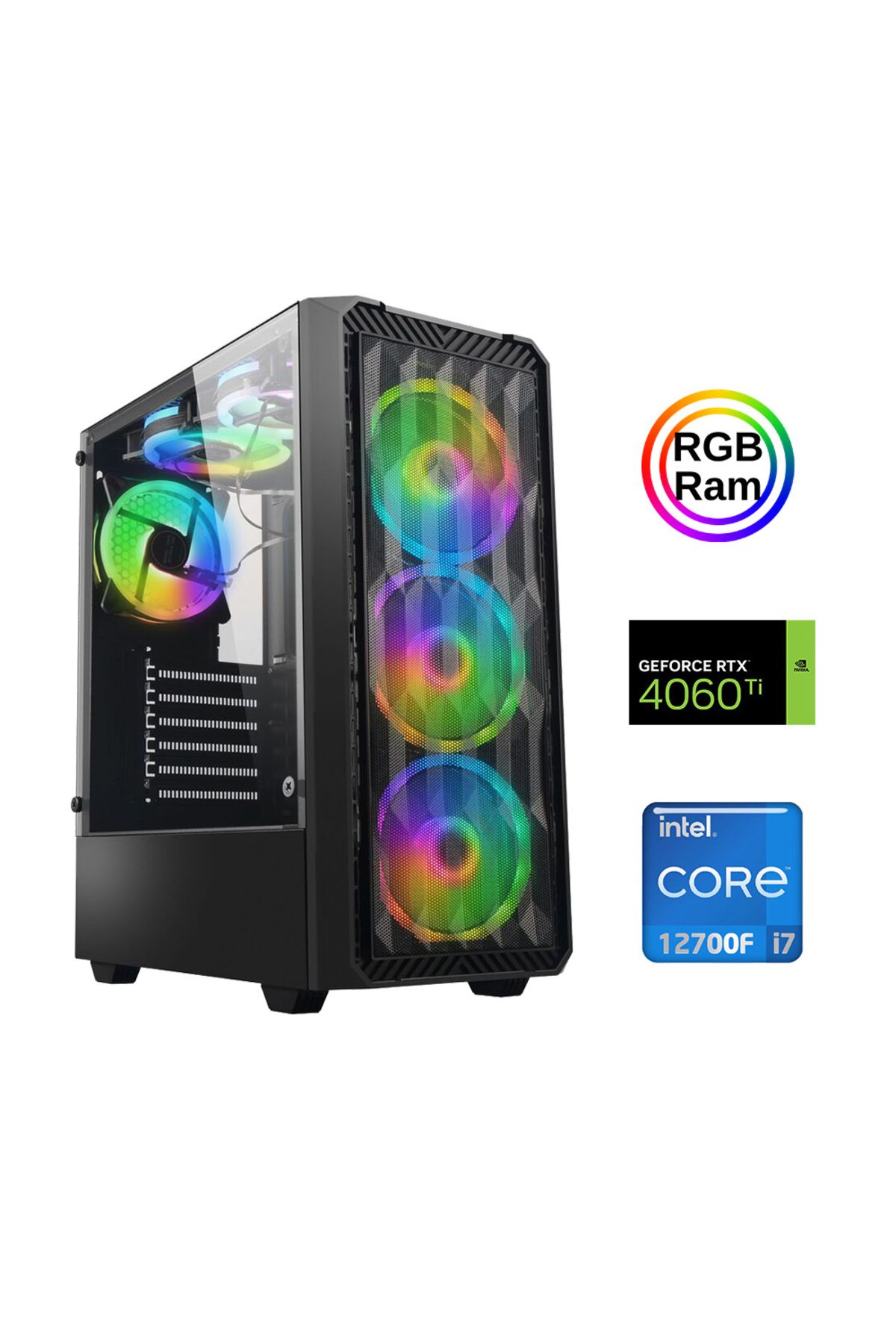 Xsr887 i7 12700F 16GB Ram 512GB M.2 NVMe SSD 8GB RTX4060Ti 23.8" 180Hz Curved Oyuncu Bilgisaya