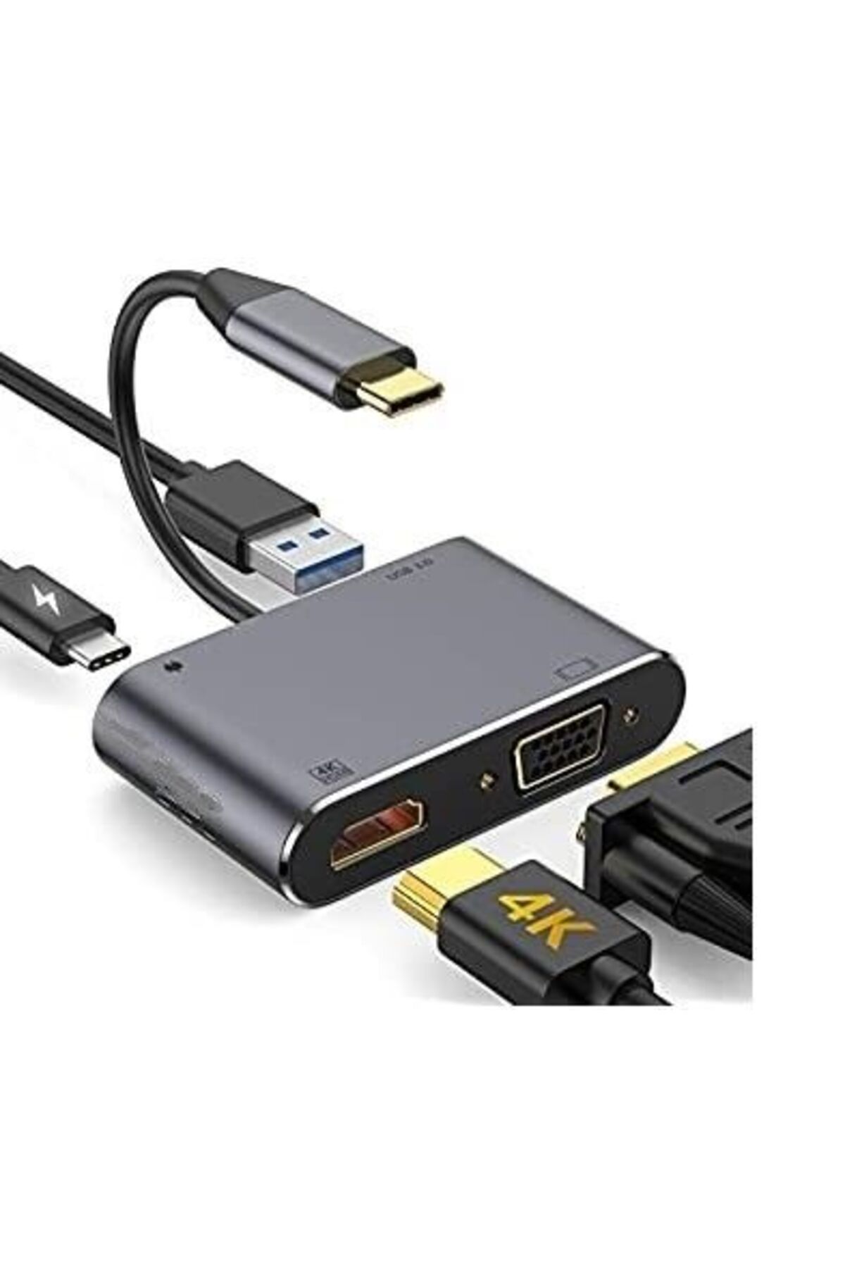 Fıx Fc02 4in1 Usb3.0 Type-c=>hdmı Usb3.0 Type-c Vga Çevirici Adaptör