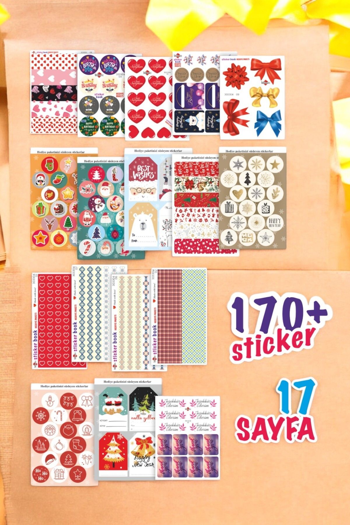 170 Özel Gün Kutlama Etiket Serisi Tasarım Sticker Book Etiket Kitabı Sticker Defteri Etiket Seti