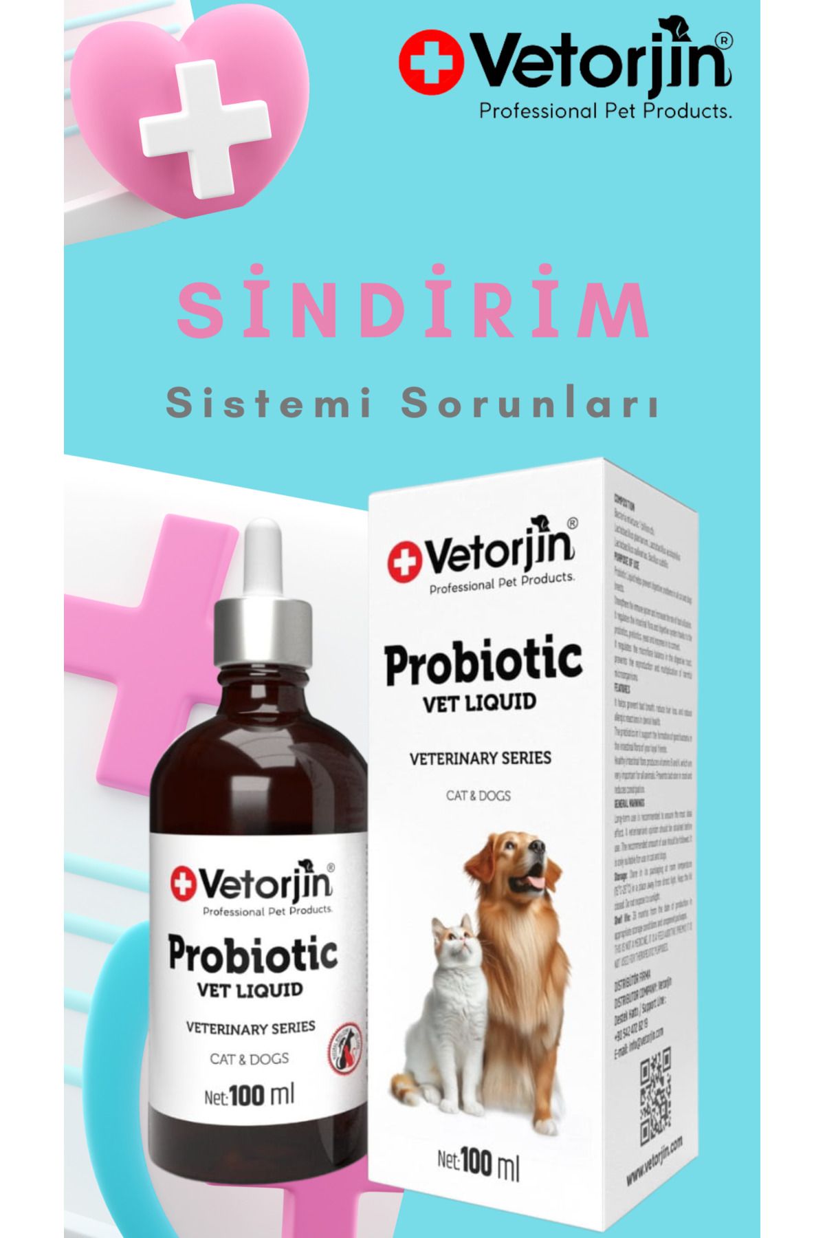 VetorjinKedi Köpek SıvıProbiyotik Sindirim Si...