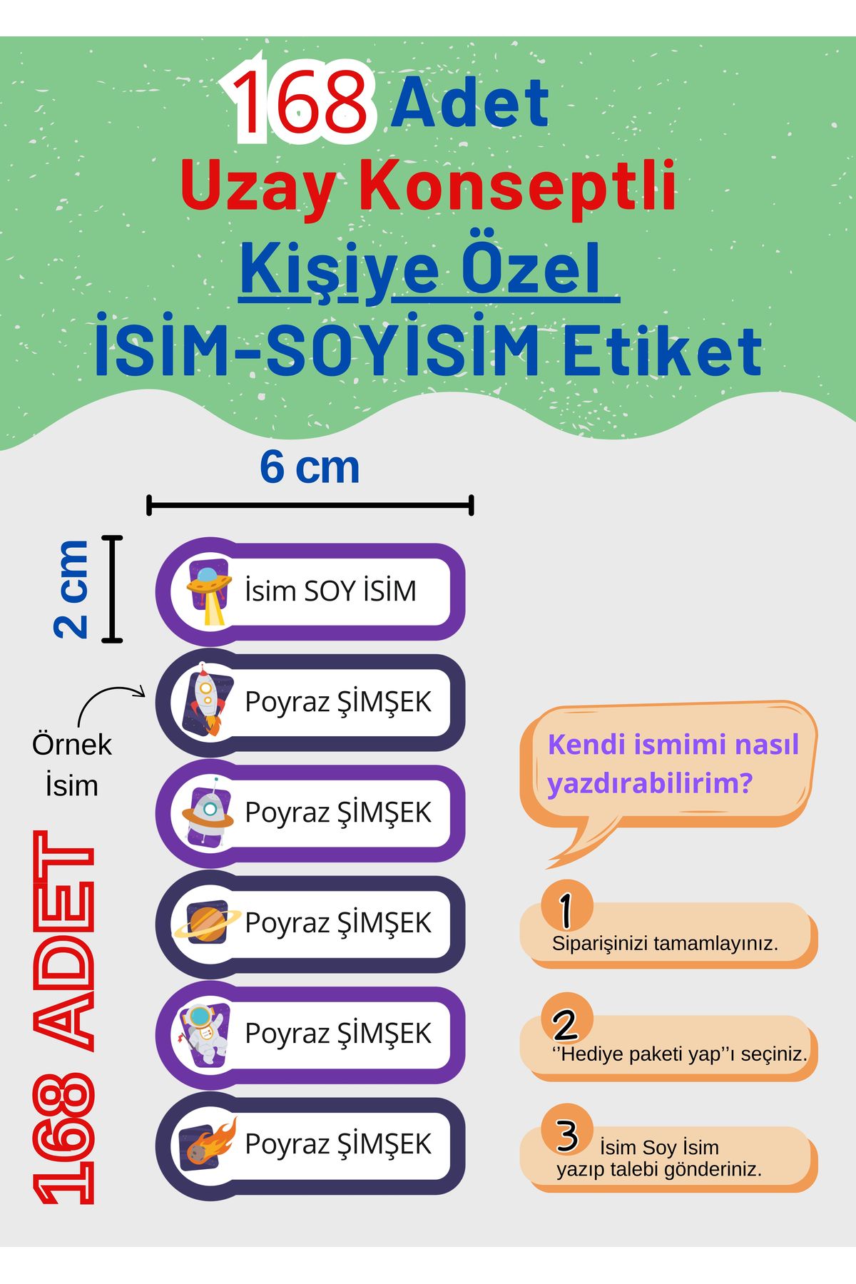 Etiketçi Paşa168 Adet UzayKonseptli Kişiye Öz...