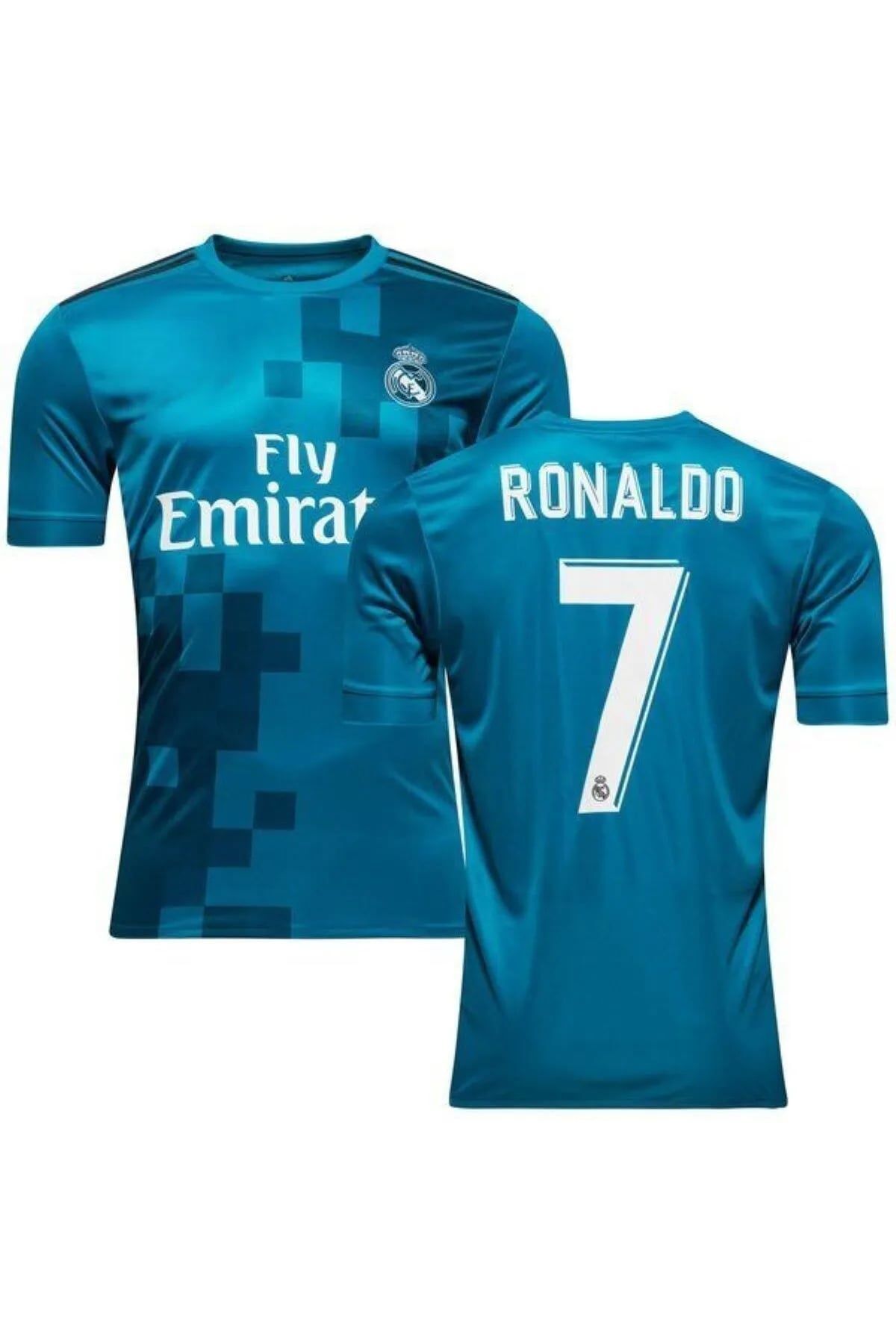 2017-18 SEZON RONALDO TURKUAZ REAL..MADRİD YETİŞKİN KISA KOLLU FUTBOL FORMASI 4LÜ SET ONUR28