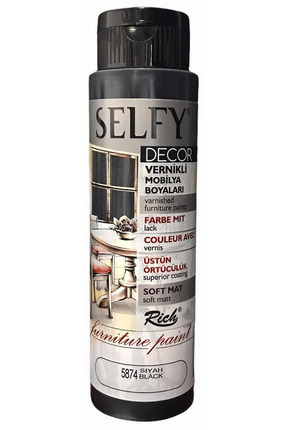 Rich Selfy Decor Vernikli Boya 500cc - Siyah 5874 Image 0