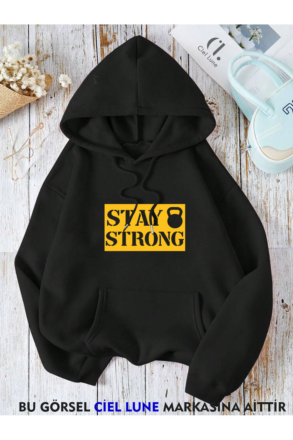 NEVERMIND Unisex Stay StrongBaskılı Oversize...