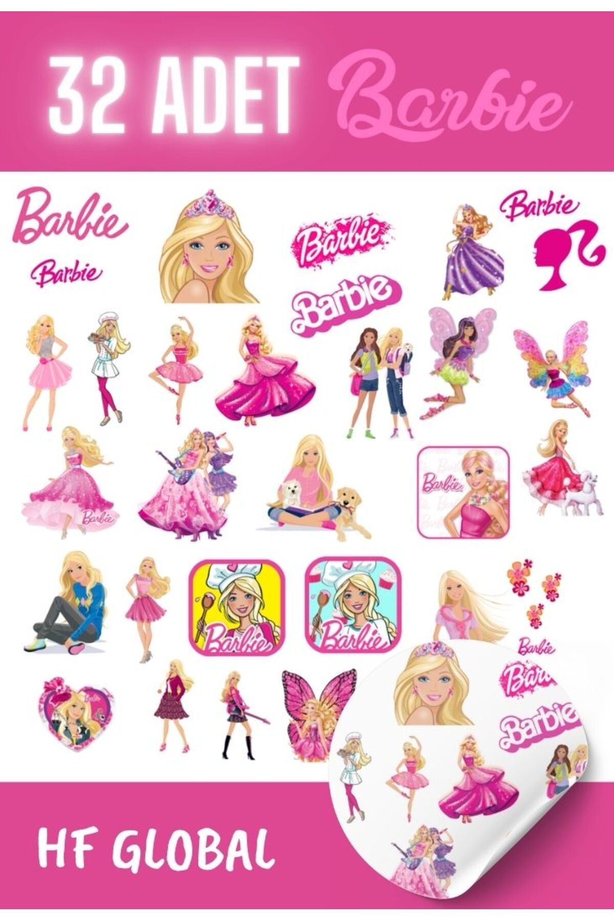 Sticksy Barbie Sticker Etiket32 Adet Etiket Ç...