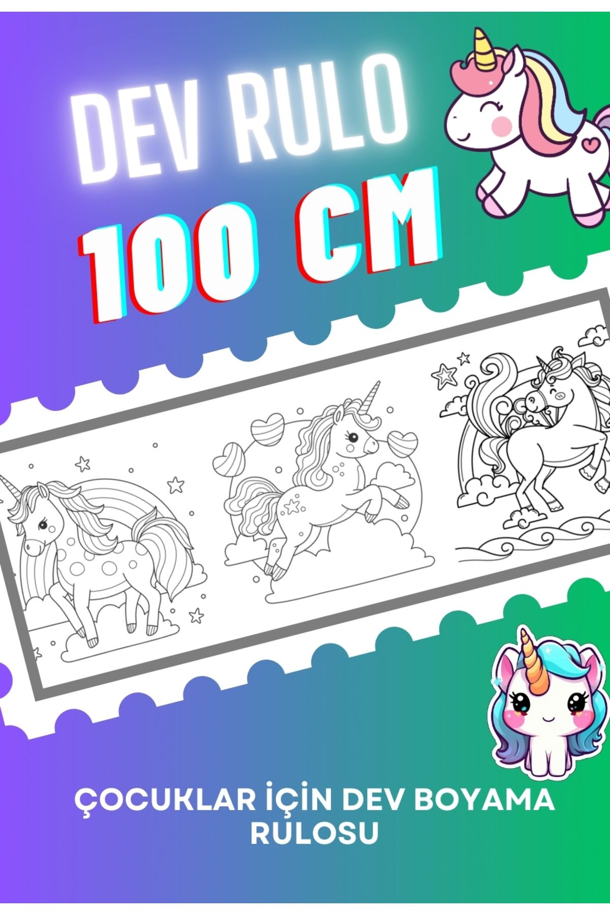 Sticksy Unicorn Dev BoyamaKağıdı 1 Metre Tati...