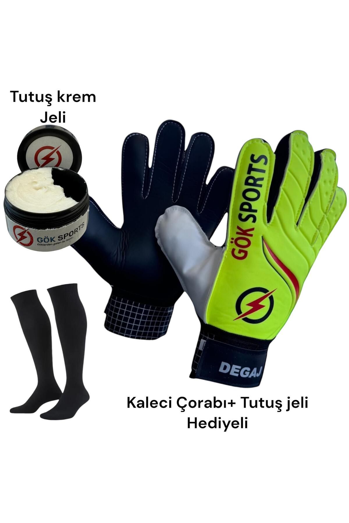 Degaj Çocuk Kapıcı Kaleci Eldiveni Junior Kidz Goalkeeper Gloves Bilek Bandajlı Tutuş Krem Jeli