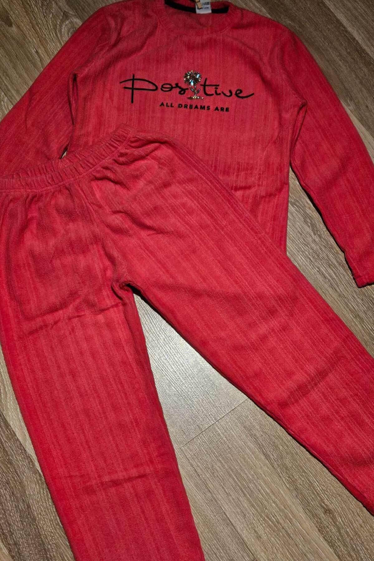 Peki Kışlık Kız Genç Fitilli Polar Papatya Pijama Takımı 16202