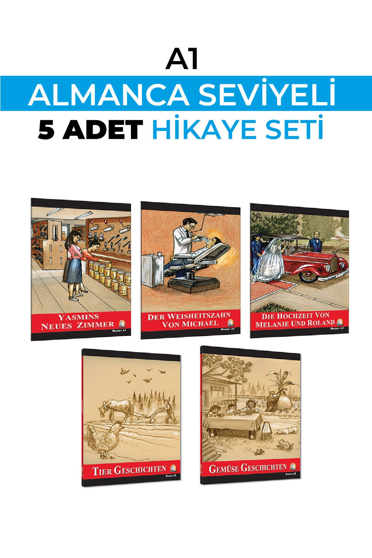 ALMANCA HİKAYE A1 SEVİYESİ 5 Lİ SET ( KARAKOT OKUMALIDIR)