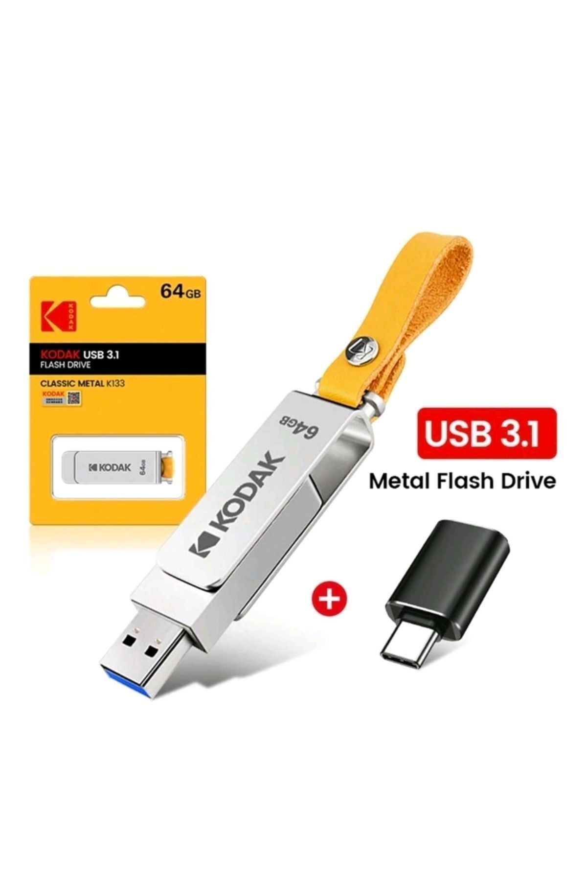 Kodak64gb.k133 Yüksek HızlıUsb Flash Bellek 3...