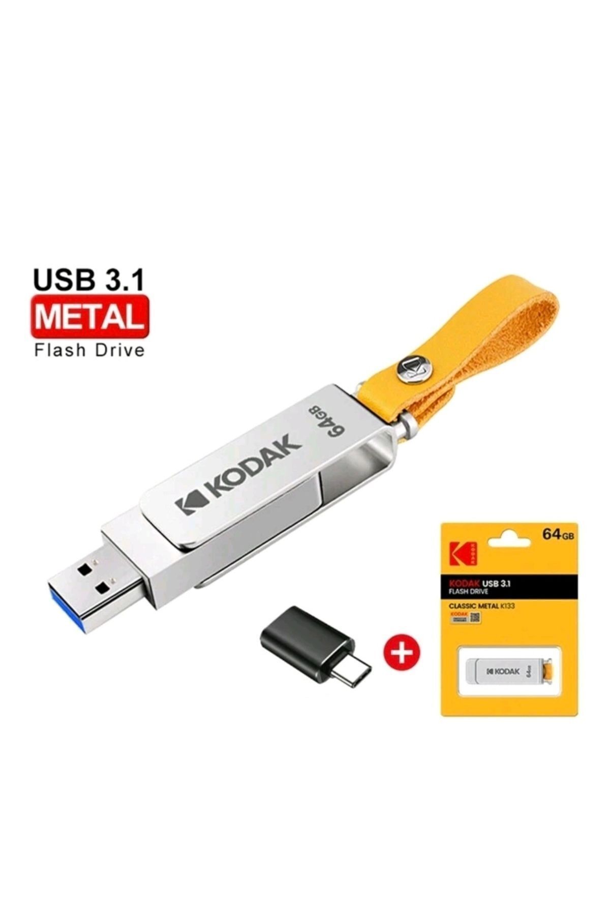 64gb.k133 Yüksek Hızlı Usb Flash Bellek 3.1 Dönüştürücü Hediye Metal Saglam Orginal