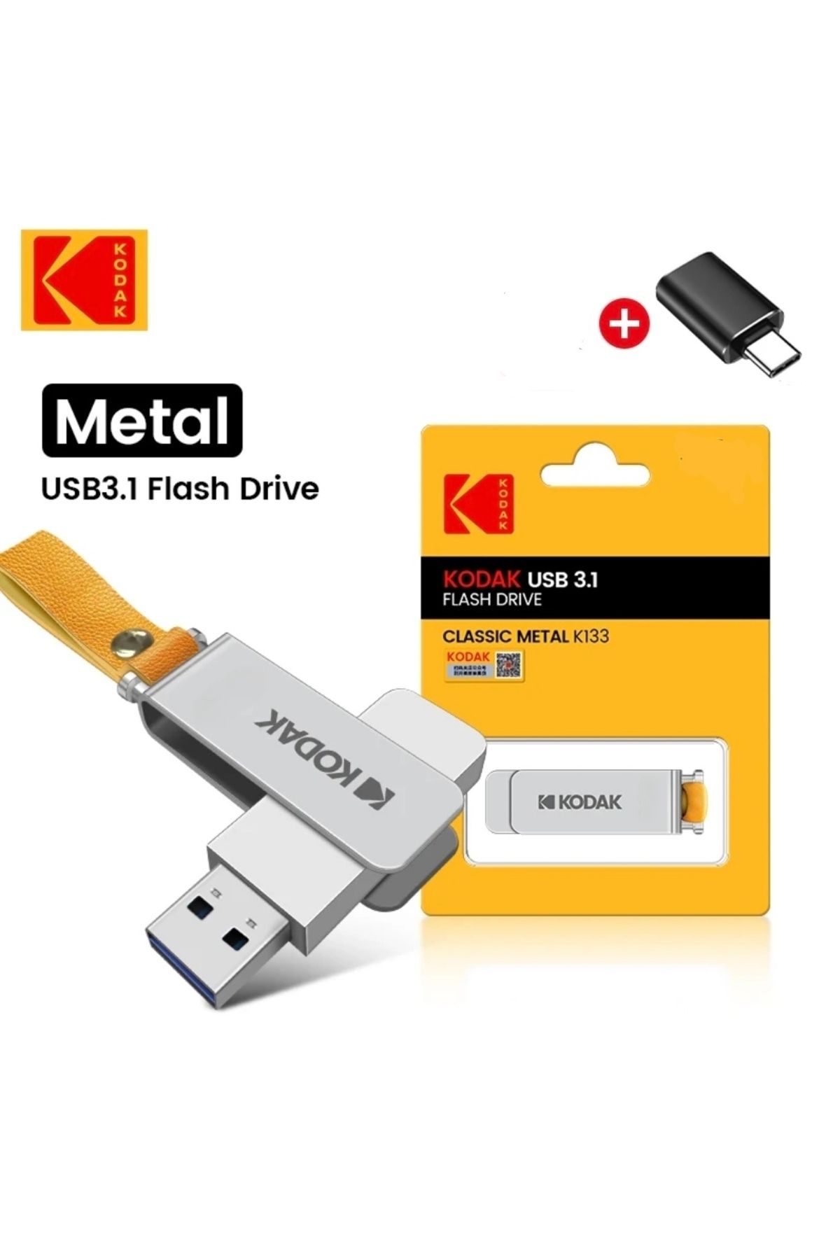 64gb.k133 Yüksek Hızlı Usb Flash Bellek 3.1 Dönüştürücü Hediye Metal Saglam Orginal