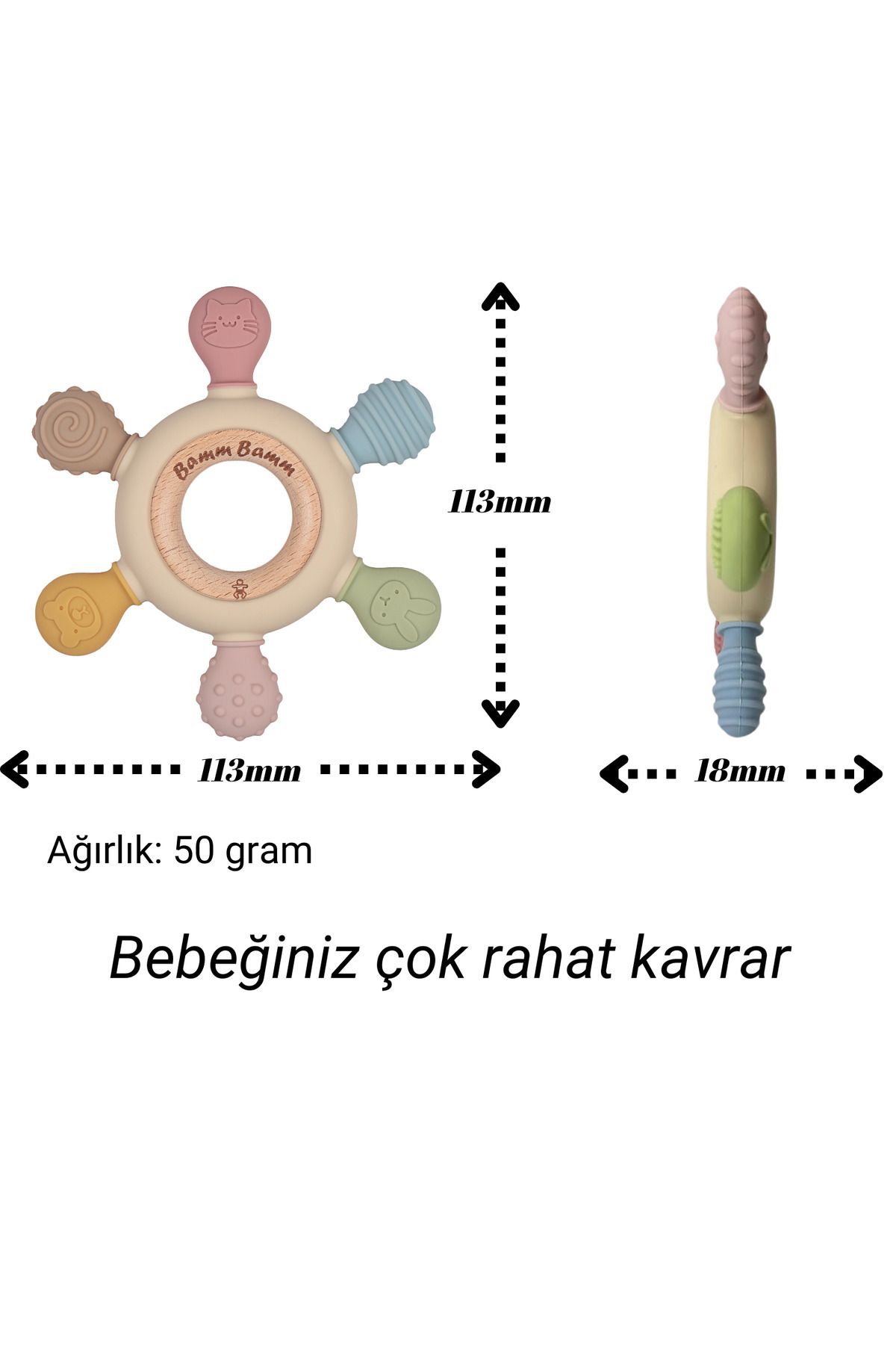 Silikon Bebek Diş Kaşıyıcı Hafif ve Rahat Kavranır