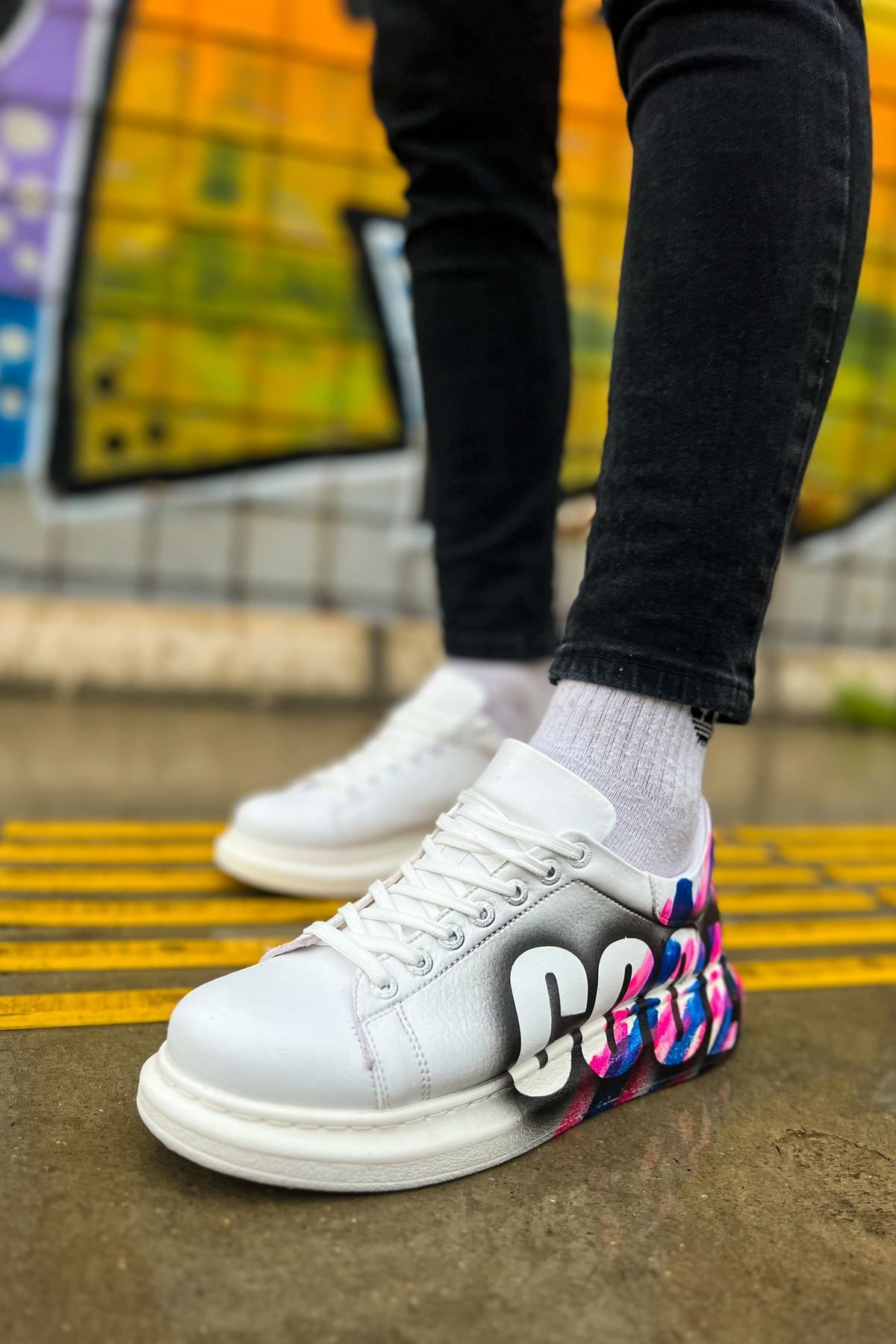 MODA HAS CH254 CBT Pittura Erkek Ayakkabı 486 PEMBE / MAVI COOL