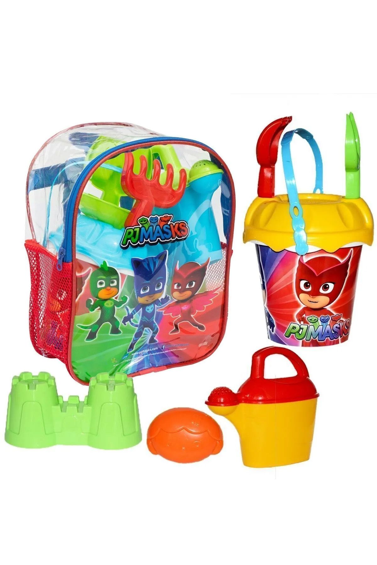 Sırt Çantalı 8 Parça Pj Masks Plaj Deniz Kum Kovası Kova Seti Pijamaskeliler Oyuncak 03502