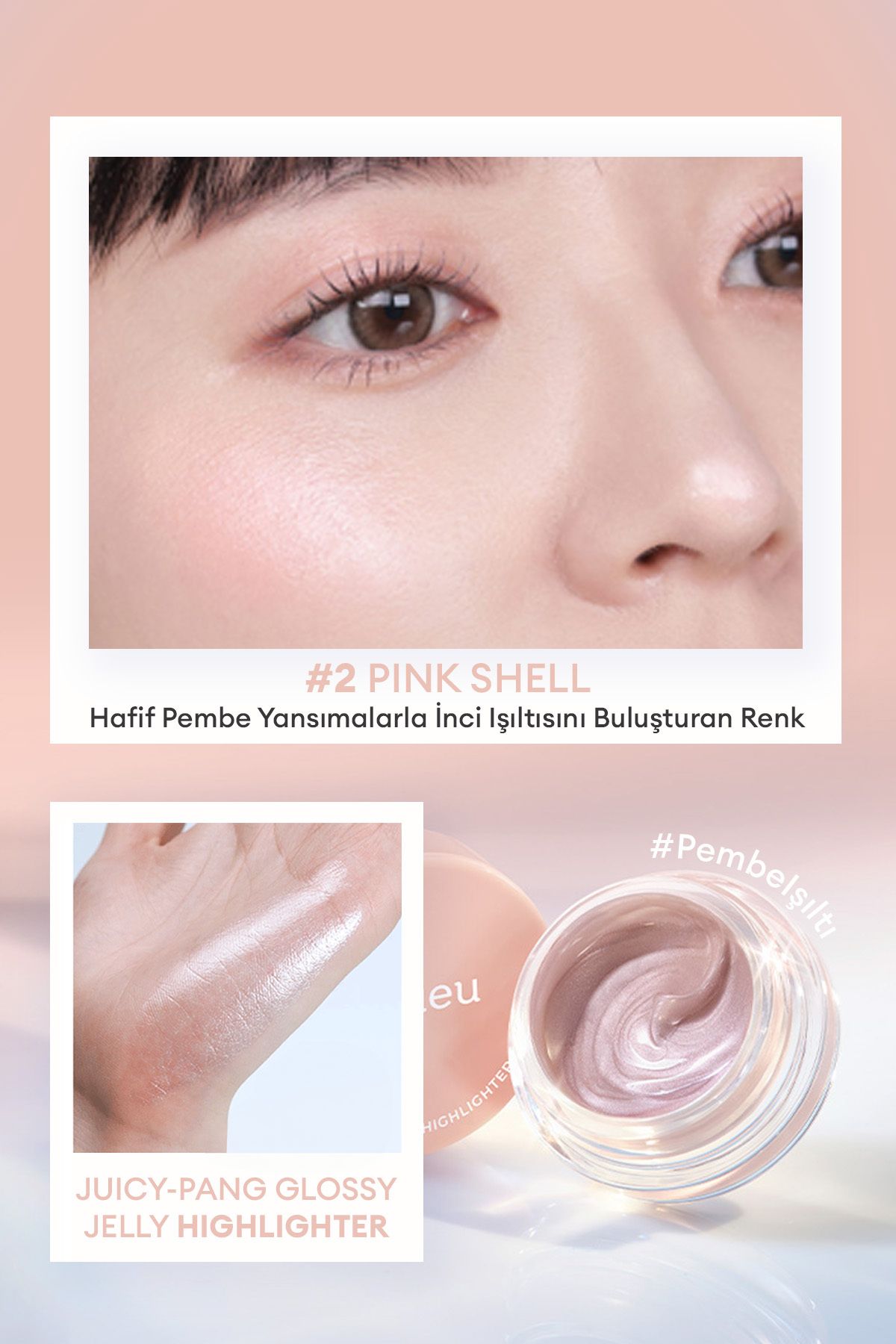 Islak & Doğal Görünümlü Jel Aydınlatıcı A'pıeu Juicy Pang Glossy Jelly Highlighter ( #2 Pink Shell )