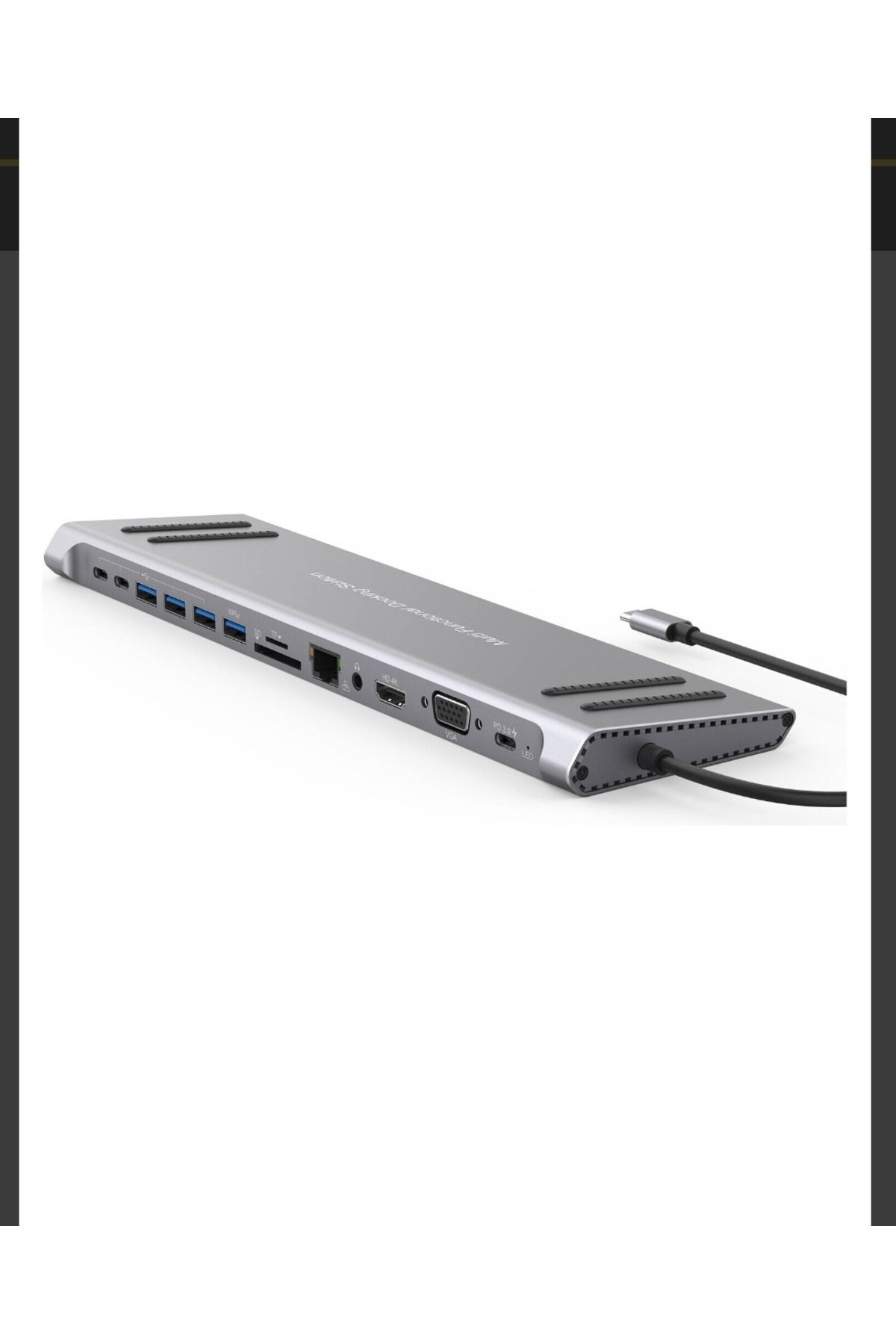 12 In 1 Type-c To Aux Vga Rj45 Lan Sd Tf 3x Usb 2x Hdmı Macbook Uyumlu Usb Hub Çoklayıcı Adaptör