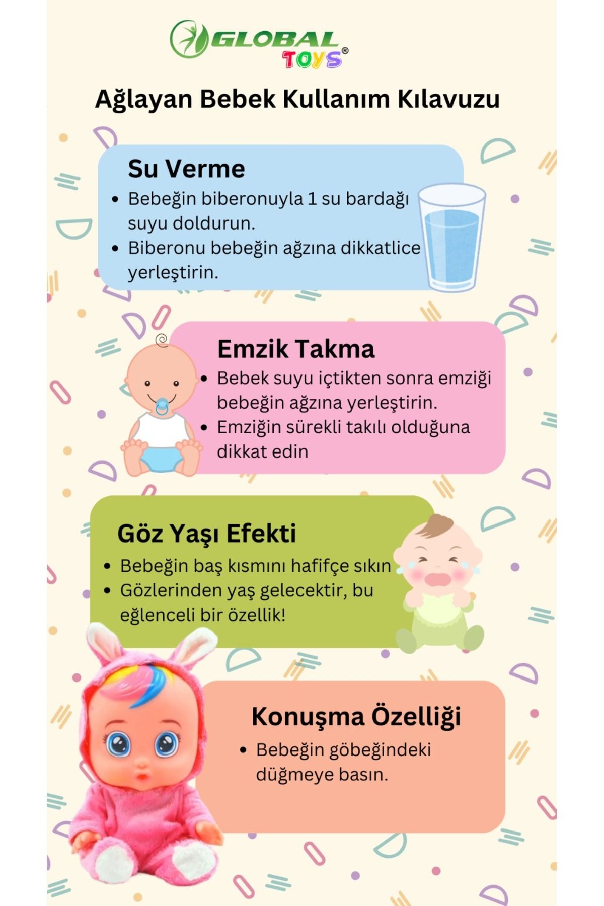 Mavi Beyaz Ve Pembe Renk Ağlayan Ve Konuşan Et Bebek