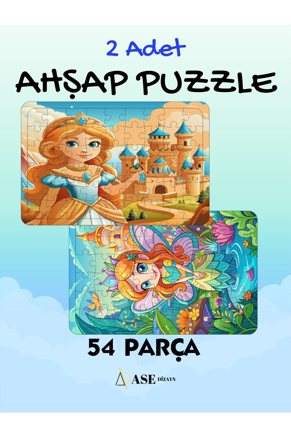 ASE DİZAYN ahşap çocuk puzzleyapboz 54 parça...