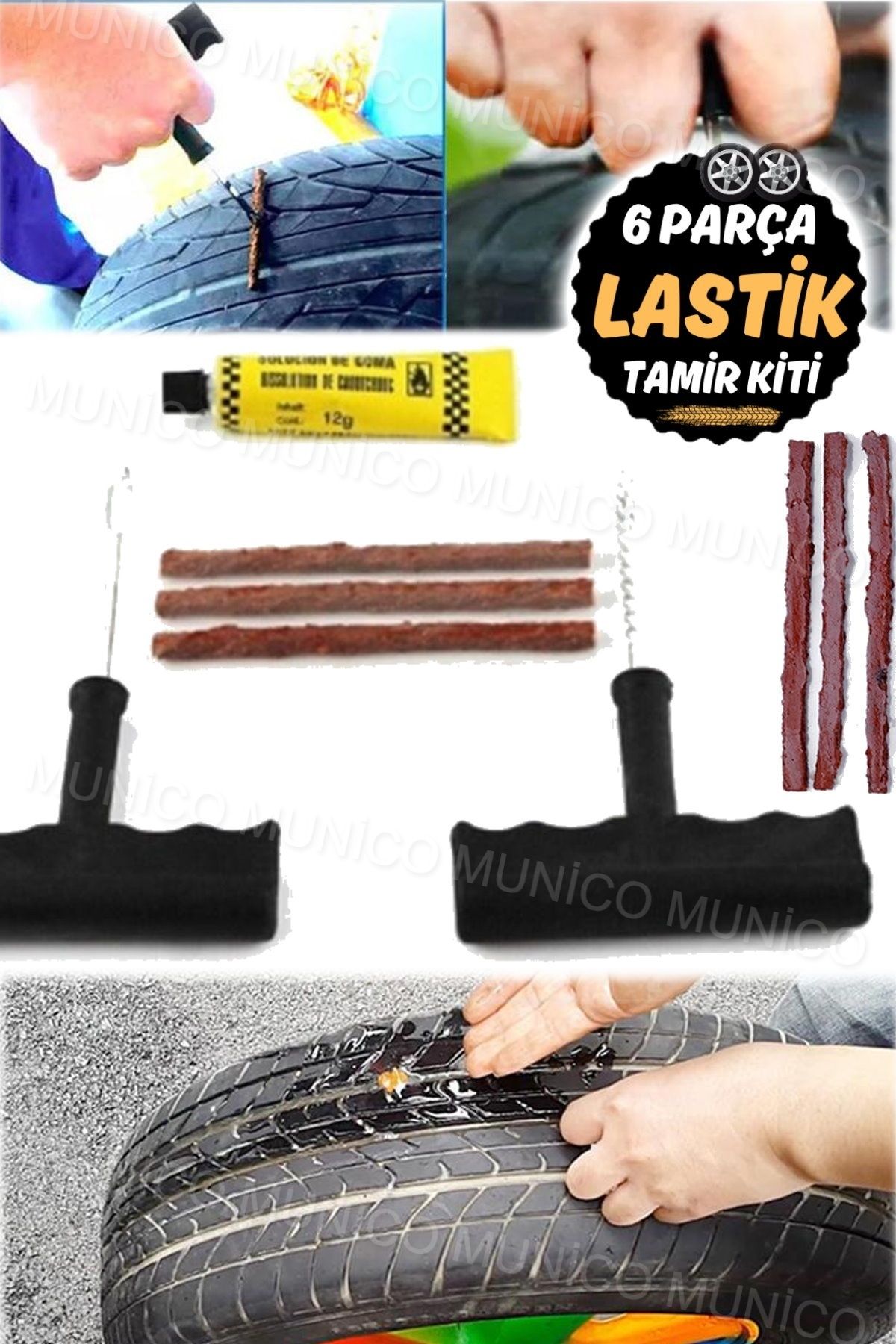 Acil Durum Lastiği Araba Lastiği Tamir Aleti Lastik Macunu 3 Macunlu Vidalı Patlak Giderici Seti