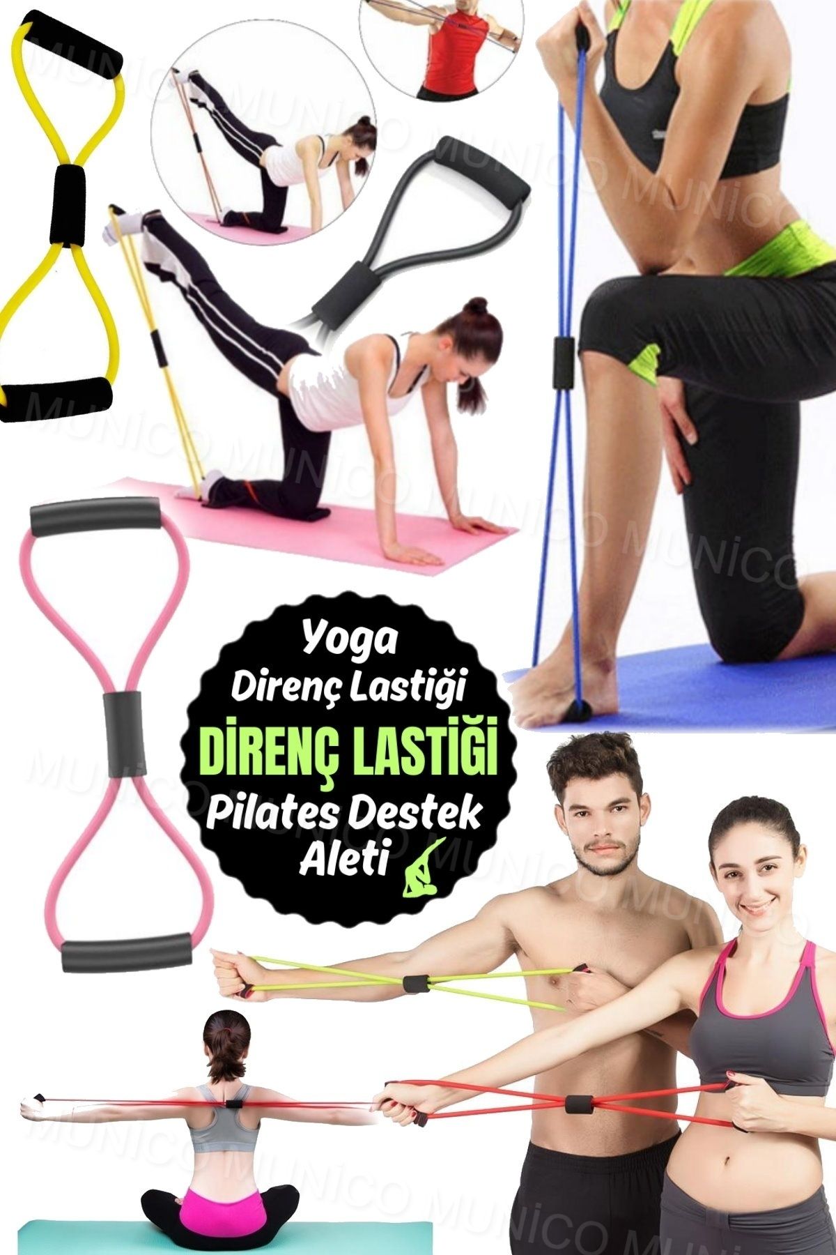 Spor Elastik Bandı Egzersiz ve Yoga İçin Sekiz Şekilli Lastik Lateks Egzersiz Bandı Jimlastik