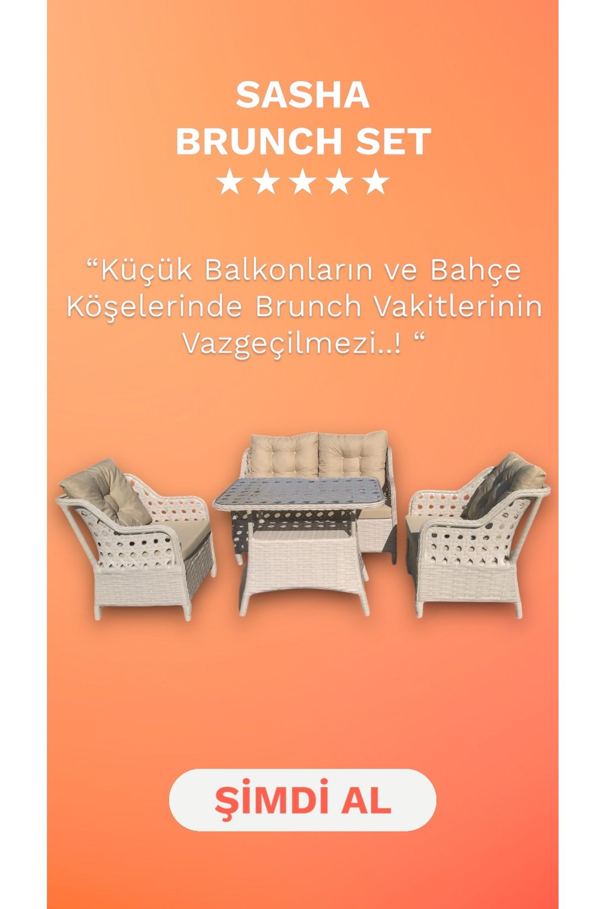 Sasha Premium Rattan Balkon Takımı