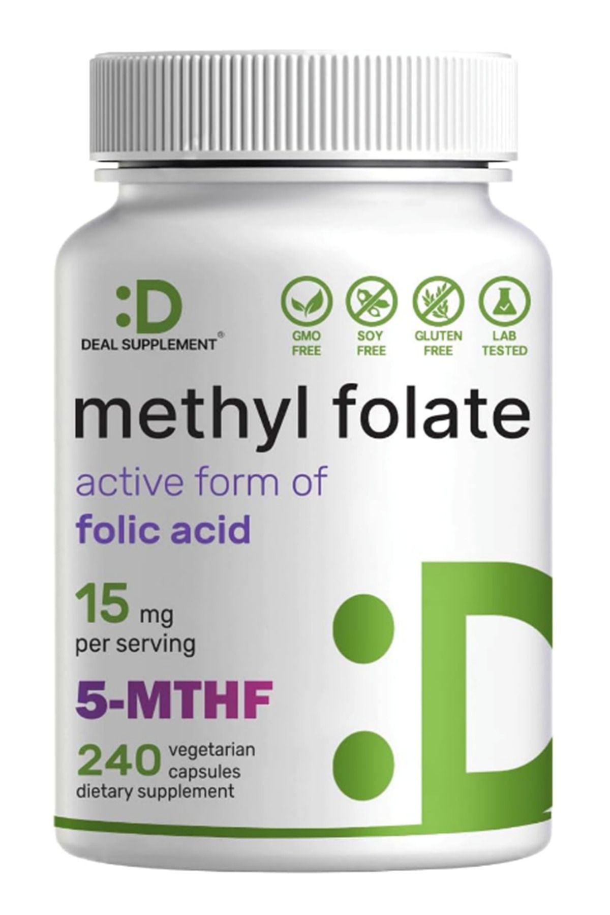 DEAL SUPPLEMENT LMethylfolate 15mg 240 Veggie...