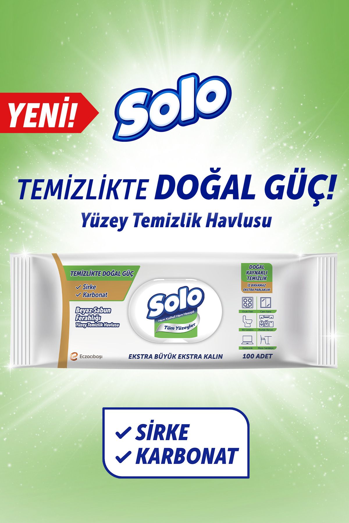 Temizlikte Doğal Güç Beyaz Sabun Ferahlığı Yüzey Temizlik Havlusu 100 Yaprak