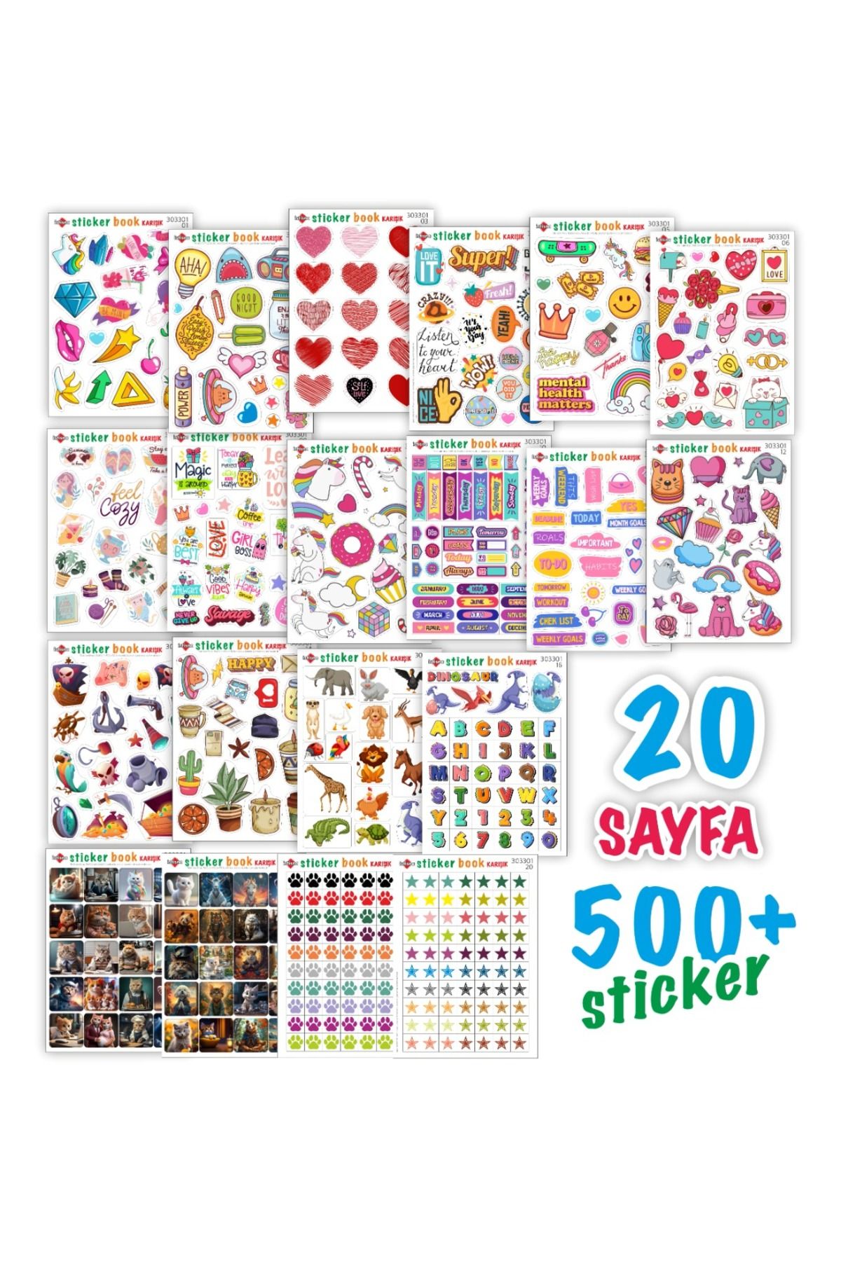 500 Karışık Sticker Book Ajanda Bullet Journal Laptop Telefon Bavul Etiket Defteri Kitabı