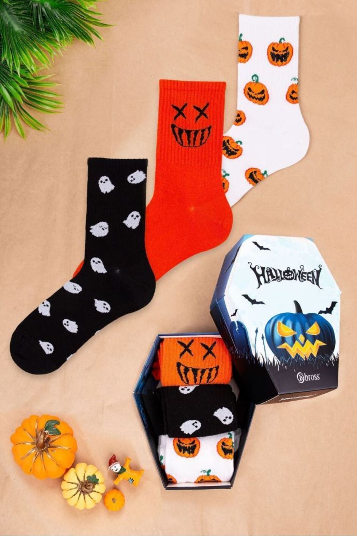 Bross Unisex Halloween 3lüKutulu Soket Çorap