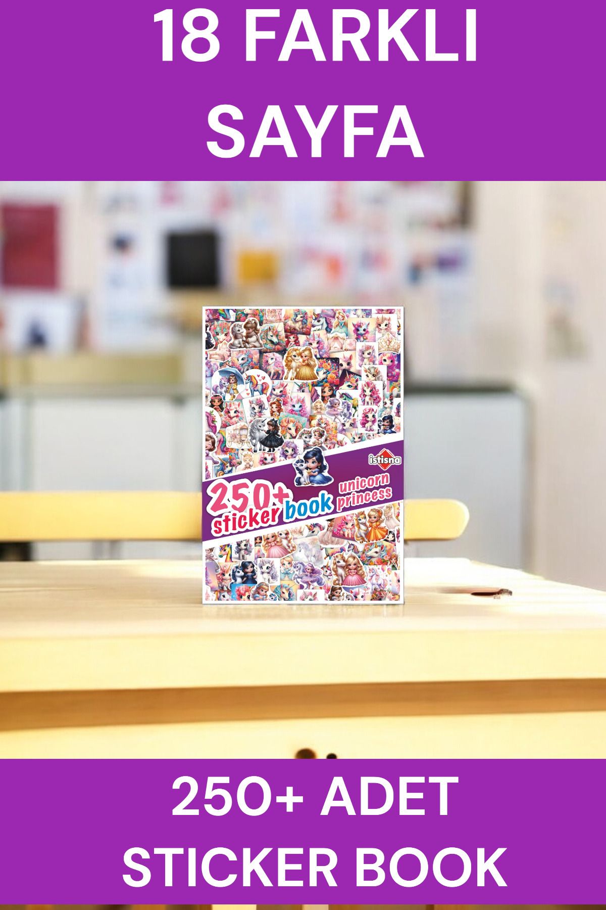 İstisna250 Adet UnicornPrenses Sticker Book A...