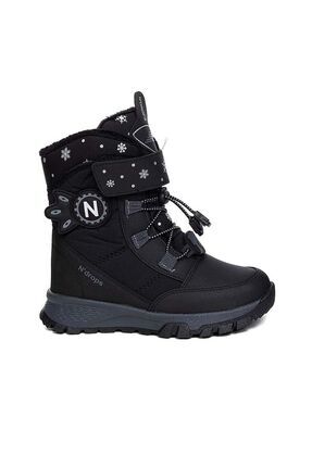 Dayanıklı, Su Geçirmez, Ortopedik, Cırtlı, Siyah-Füme Kız Çocuk Kar Botu Ayakkabı Image 0