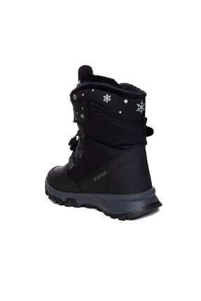 Dayanıklı, Su Geçirmez, Ortopedik, Cırtlı, Siyah-Füme Kız Çocuk Kar Botu Ayakkabı Image 2