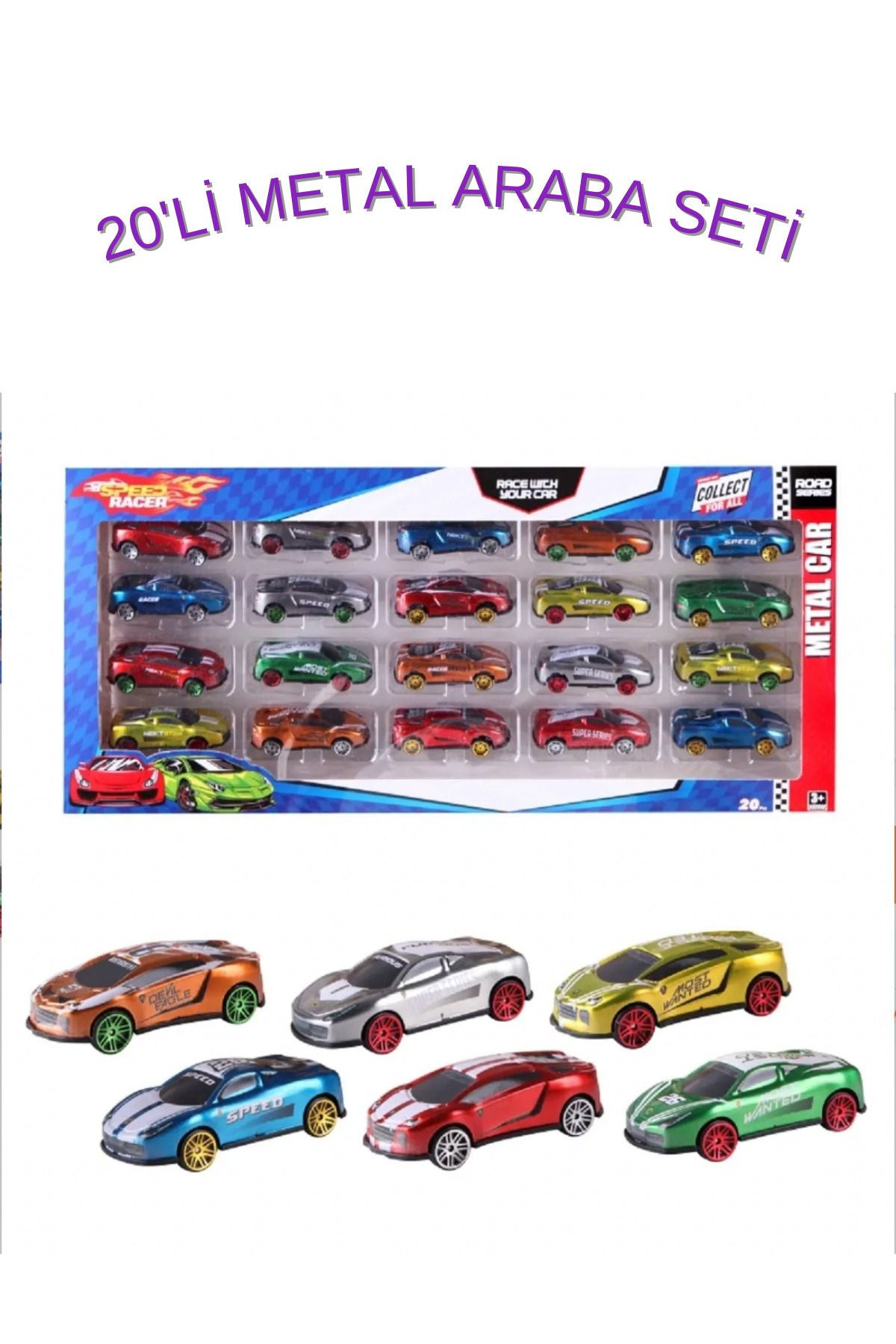 MASEN TOYS 20'Lİ METAL ARABASETİ METAL ARABAL...