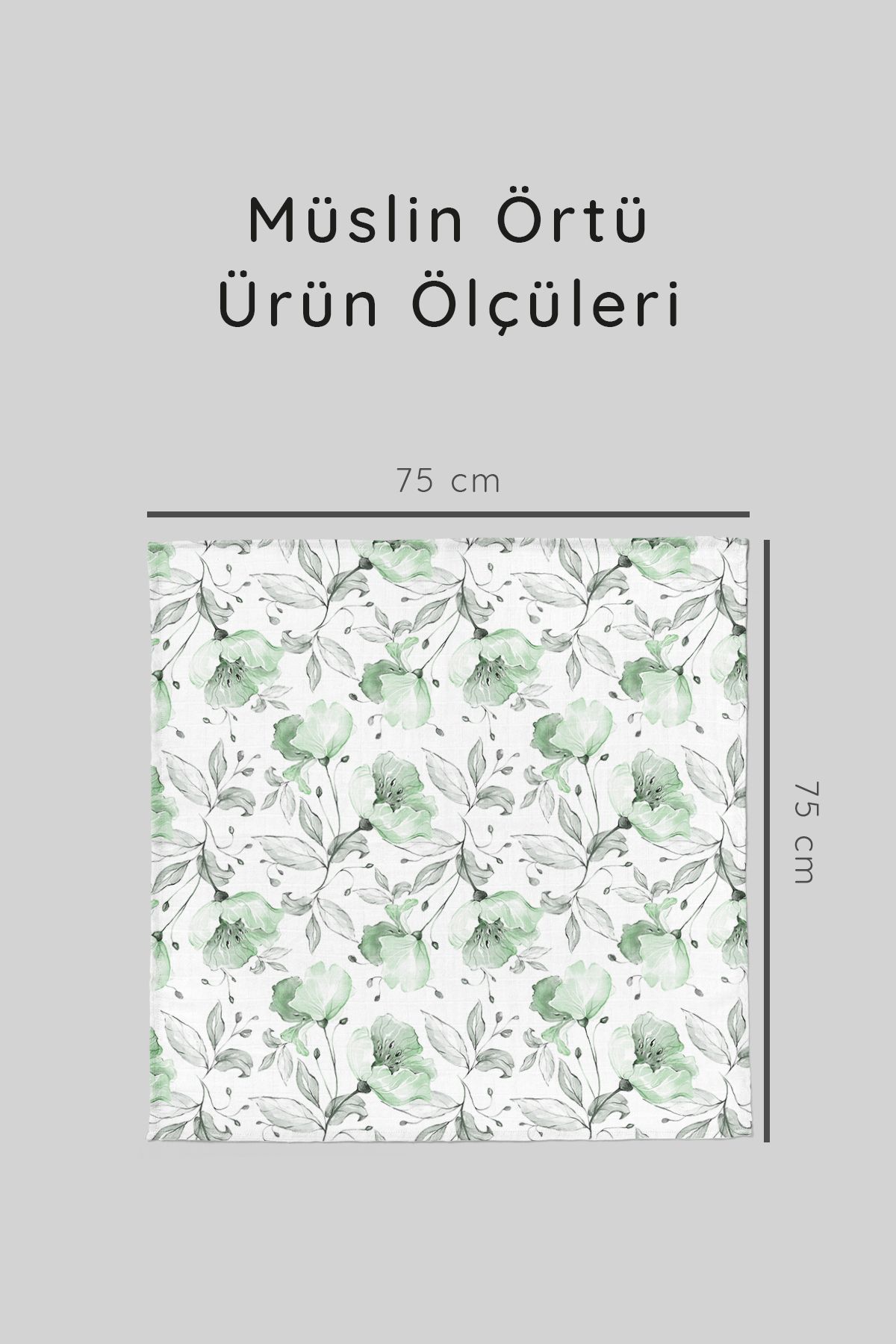 Dijital Baskılı 3'lü Müslin Örtü Seti - 75x75 Cm - Zt5000