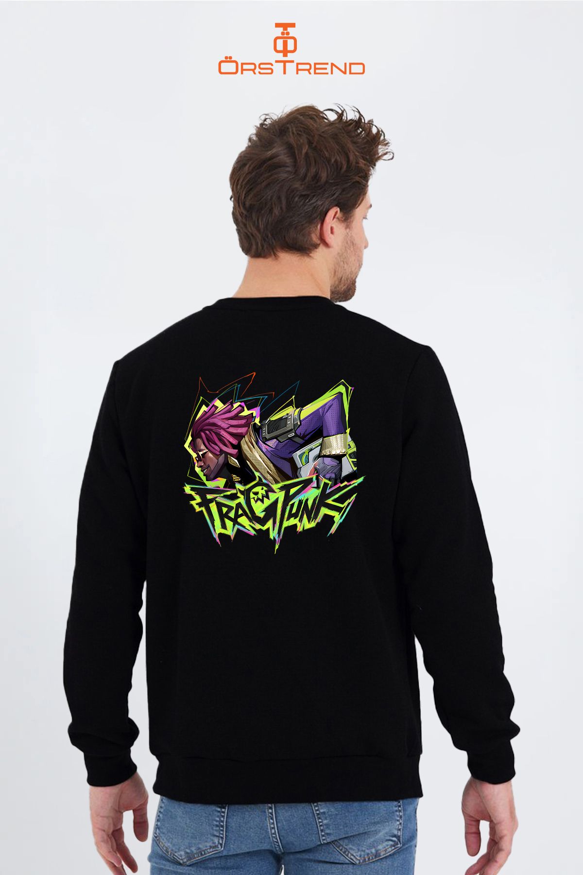 Fragpunk Baskılı Unisex Bisiklet Yaka Sweatshirt